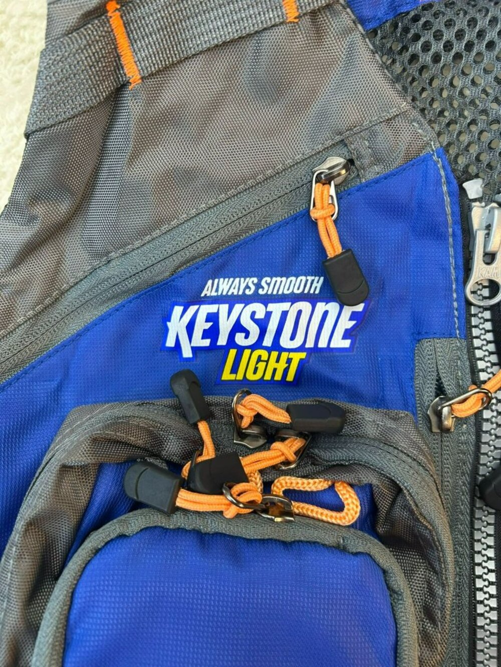 Keystone Fishing Vest Gray/Blue Adjustable Lightweight Mesh New Without Tags - Picture 2 of 5